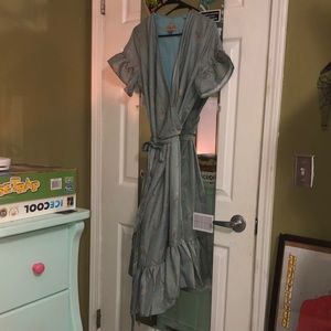 Lindy Bop teal floral wrap dress sz US 10